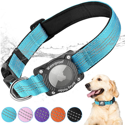 ReflectaTrack Nylon Dog Collar with Airtag Holder